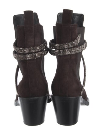 René Caovilla Suede Crystal Embellishments Sock Boots