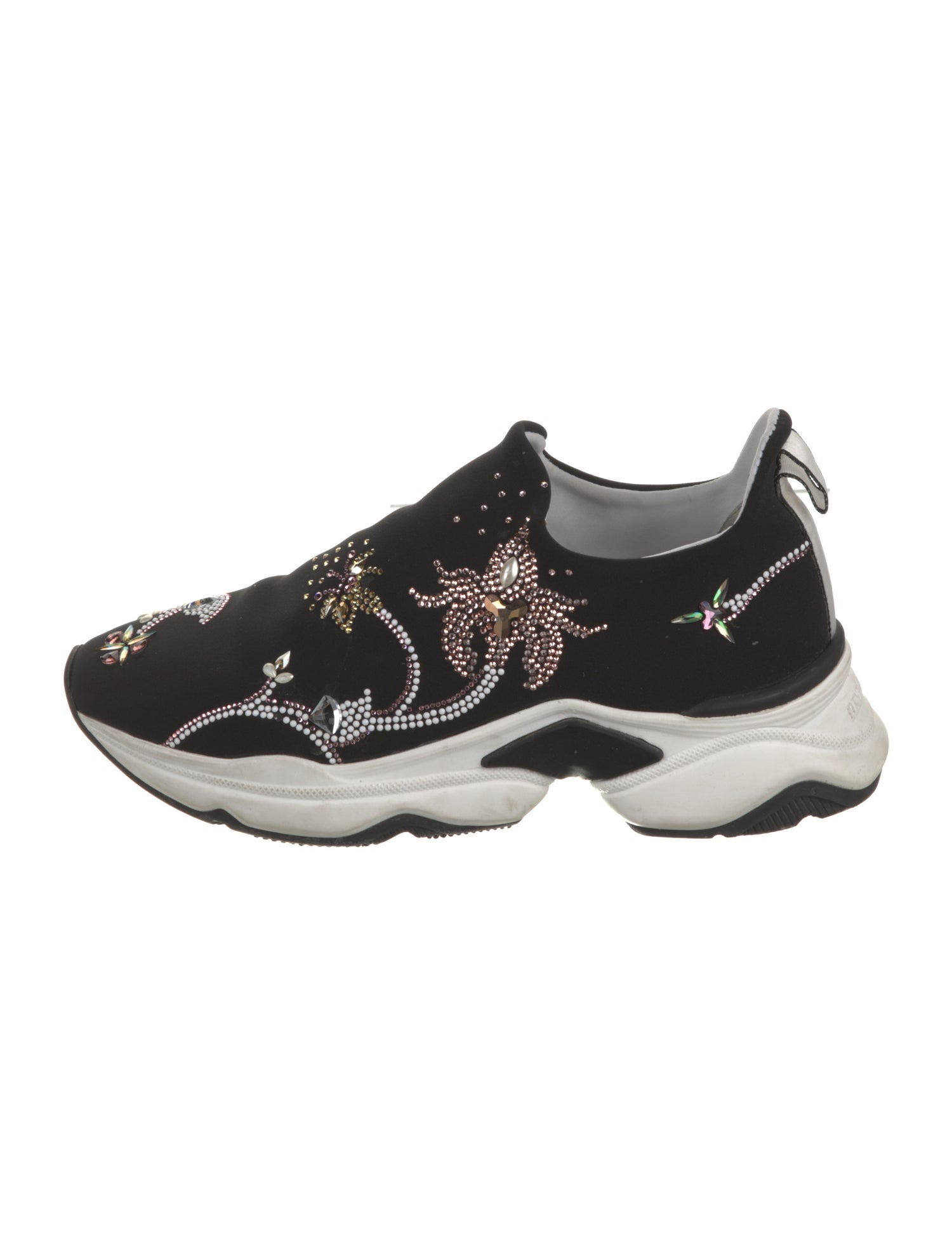 René Caovilla Satin Floral Print Chunky Sneakers
