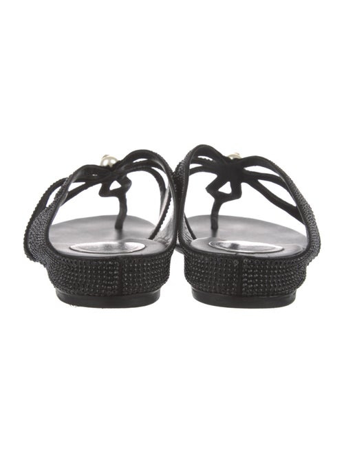 René Caovilla Faux Pearl Accents Crystal Slides