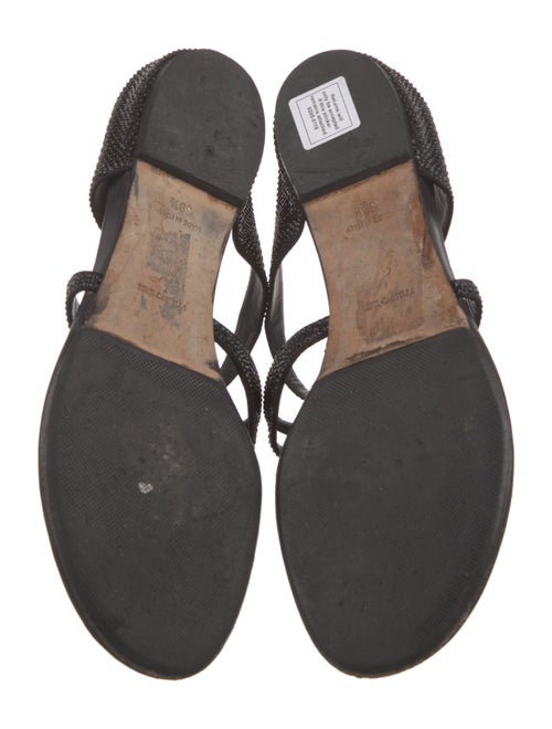 René Caovilla Faux Pearl Accents Crystal Slides