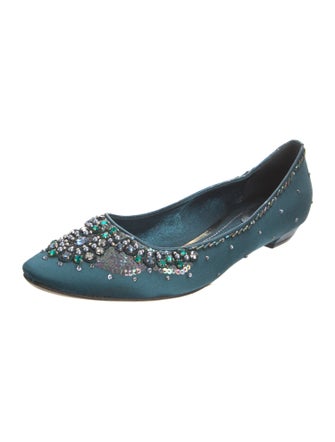 René Caovilla Satin Sequin Embellishments Flats