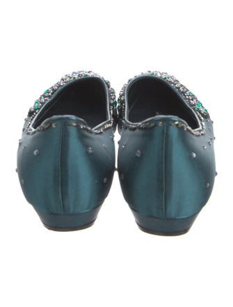 René Caovilla Satin Sequin Embellishments Flats