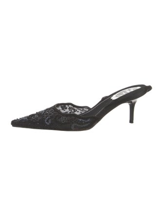 René Caovilla Mesh Beaded Accents Mules