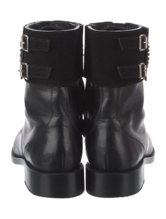 René Caovilla Leather Crystal Embellishments Combat Boots