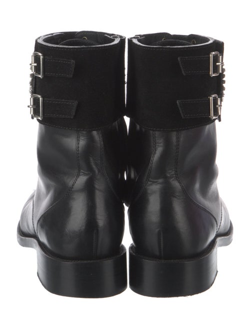 René Caovilla Leather Crystal Embellishments Combat Boots