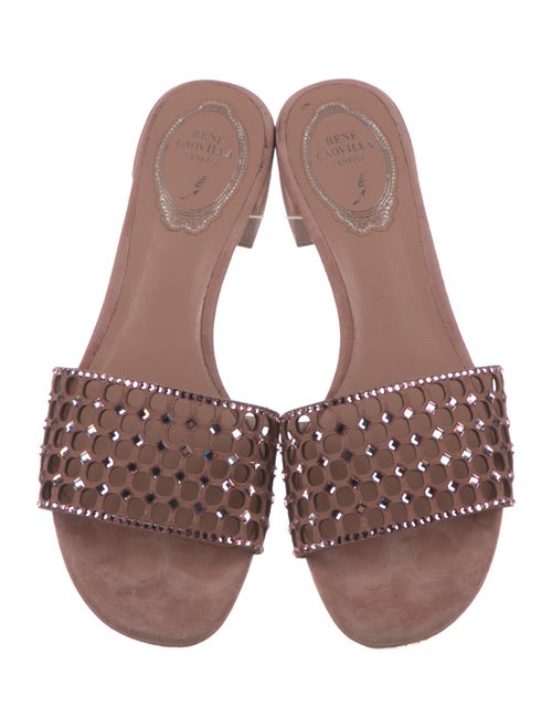 René Caovilla Suede Glitter Accents Slides