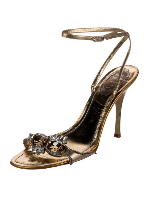 René Caovilla Leather Crystal Embellishments Sandals