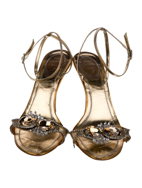 René Caovilla Leather Crystal Embellishments Sandals