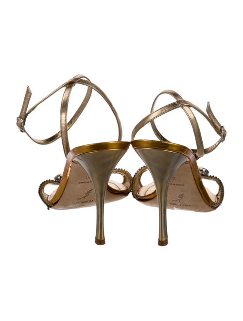 René Caovilla Leather Crystal Embellishments Sandals