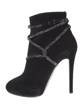 René Caovilla Suede Crystal Embellishments Boots