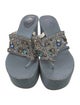 René Caovilla Denim Crystal Embellishments Slides