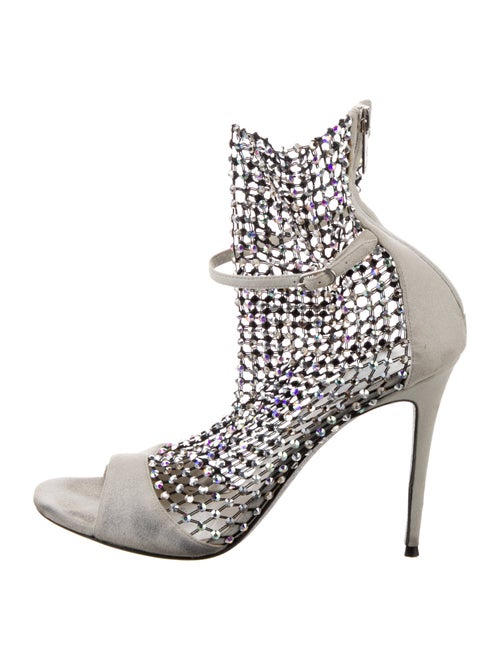 René Caovilla Leather Mesh Accents Gladiator Sandals