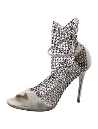 René Caovilla Leather Mesh Accents Gladiator Sandals