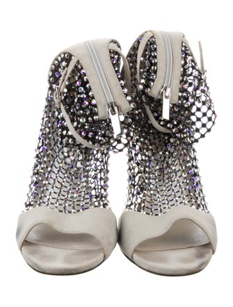 René Caovilla Leather Mesh Accents Gladiator Sandals