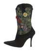 René Caovilla Suede Floral Print Boots