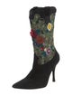 René Caovilla Suede Floral Print Boots