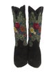 René Caovilla Suede Floral Print Boots