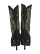 René Caovilla Suede Floral Print Boots