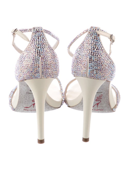 René Caovilla Leather Crystal Embellishments T-Strap Sandals