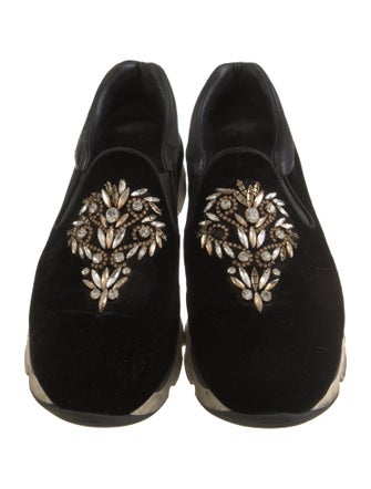 René Caovilla Velvet Printed Sneakers