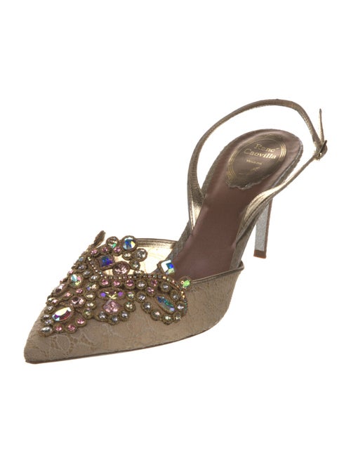 René Caovilla Lace Lace Pattern Slingback Pumps