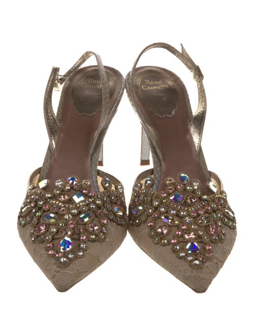 René Caovilla Lace Lace Pattern Slingback Pumps