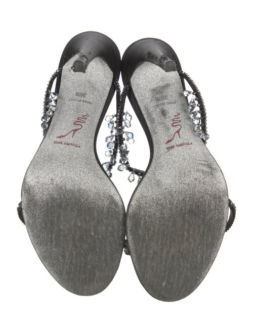 René Caovilla Satin Crystal Embellishments Slides