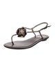 René Caovilla Leather Glitter Accents T-Strap Sandals