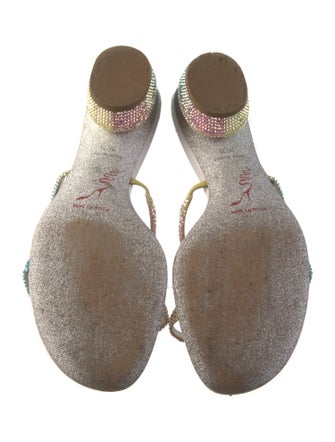 René Caovilla Leather Crystal Embellishments Slides