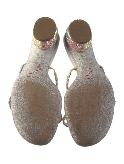 René Caovilla Leather Crystal Embellishments Slides