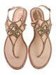 René Caovilla Mesh Crystal Embellishments T-Strap Sandals