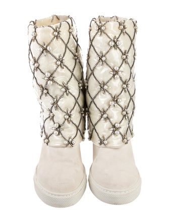 René Caovilla PVC Crystal Embellishments Lace-Up Boots