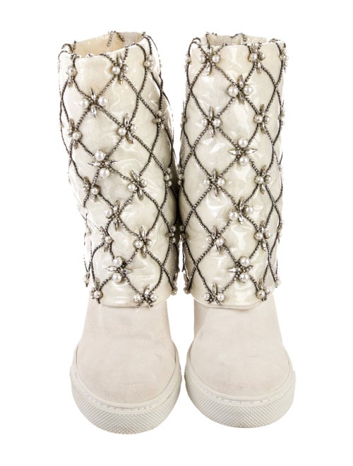 René Caovilla PVC Crystal Embellishments Lace-Up Boots