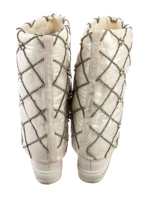 René Caovilla PVC Crystal Embellishments Lace-Up Boots