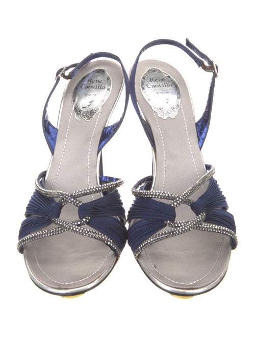 René Caovilla Satin Crystal Embellishments Slingback Sandals