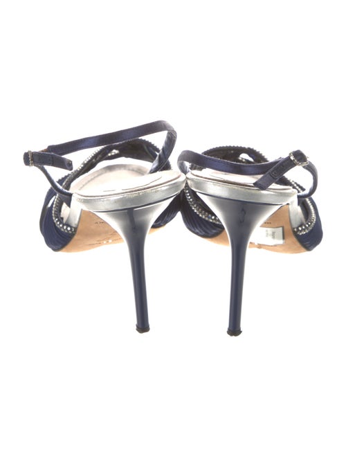 René Caovilla Satin Crystal Embellishments Slingback Sandals