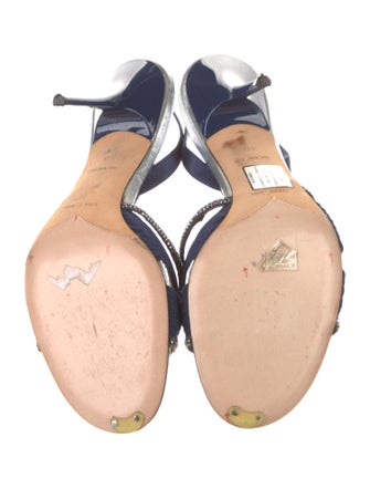 René Caovilla Satin Crystal Embellishments Slingback Sandals