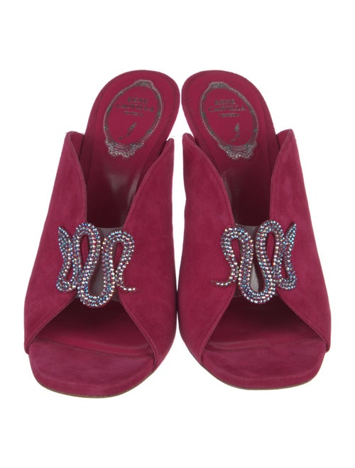 René Caovilla Suede Crystal Embellishments Slides