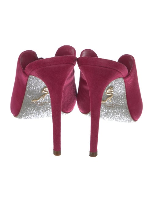 René Caovilla Suede Crystal Embellishments Slides