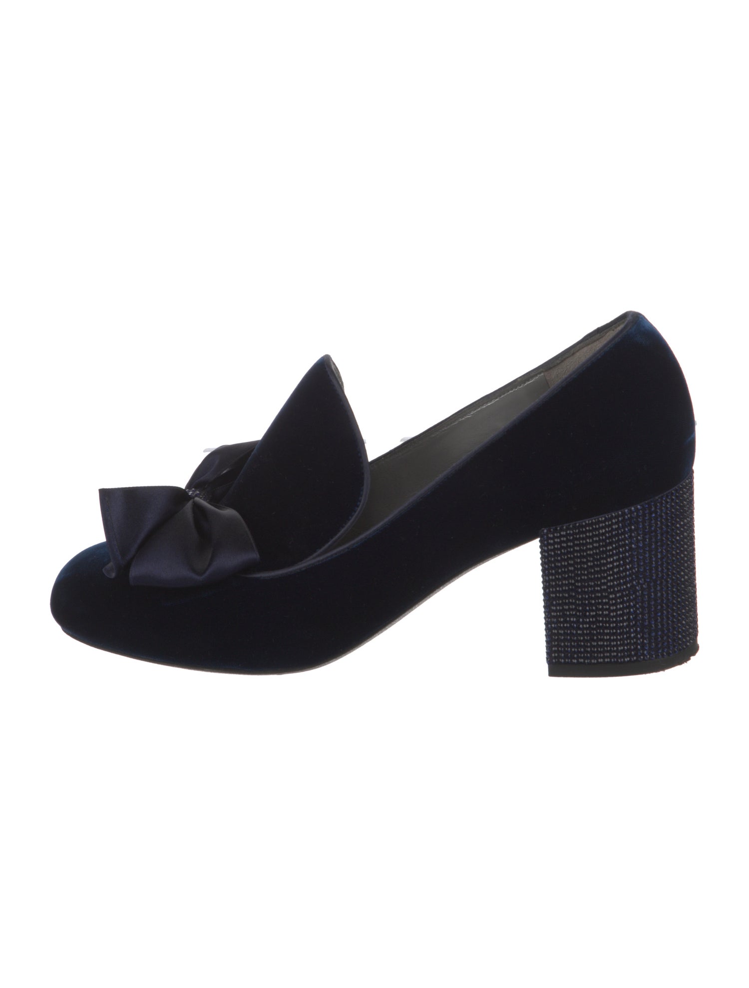 René Caovilla Velvet Bow Accents Pumps