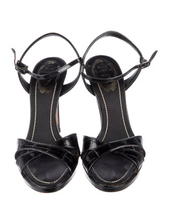 René Caovilla Alligator Crystal Embellishments Sandals
