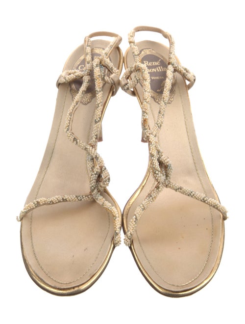 René Caovilla Leather T-Strap Sandals