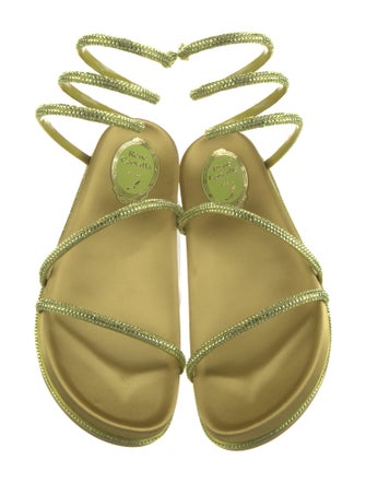 René Caovilla Satin Crystal Embellishments Gladiator Sandals