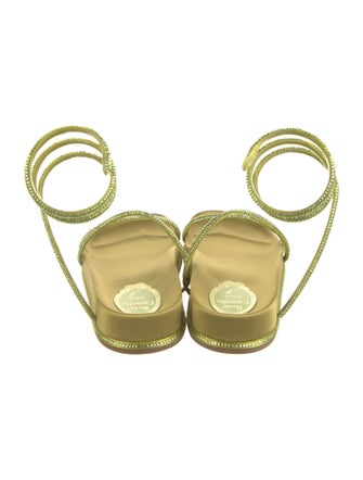 René Caovilla Satin Crystal Embellishments Gladiator Sandals