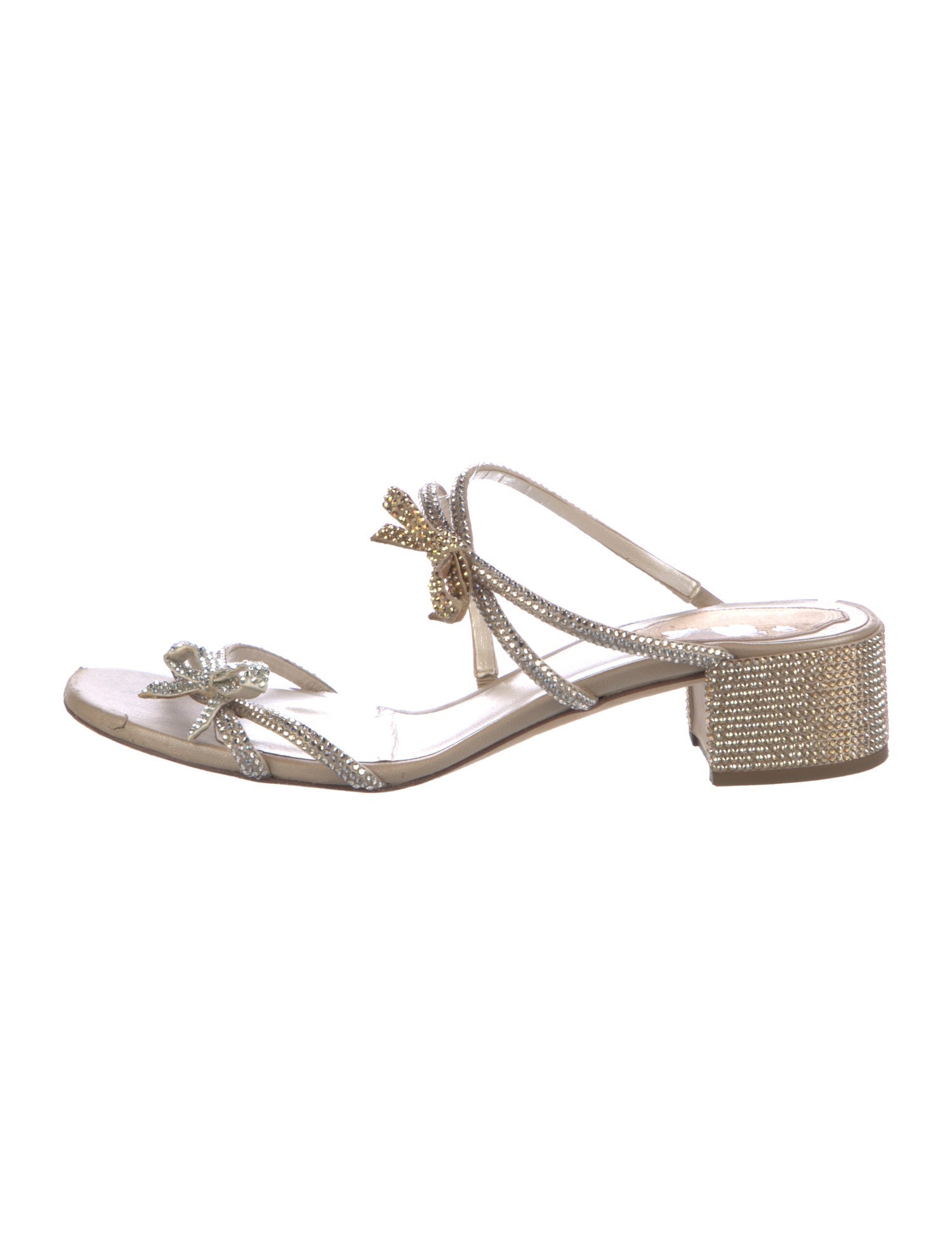 René Caovilla Crystal Bow Accents Sandals