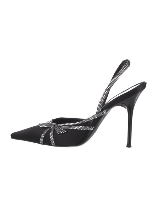 René Caovilla Satin Crystal Embellishments Slingback Pumps
