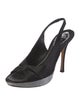 René Caovilla Satin Crystal Embellishments Slingback Sandals