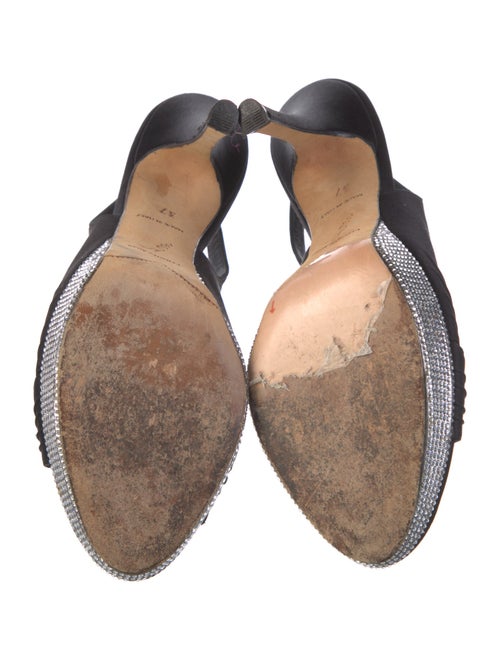 René Caovilla Satin Crystal Embellishments Slingback Sandals