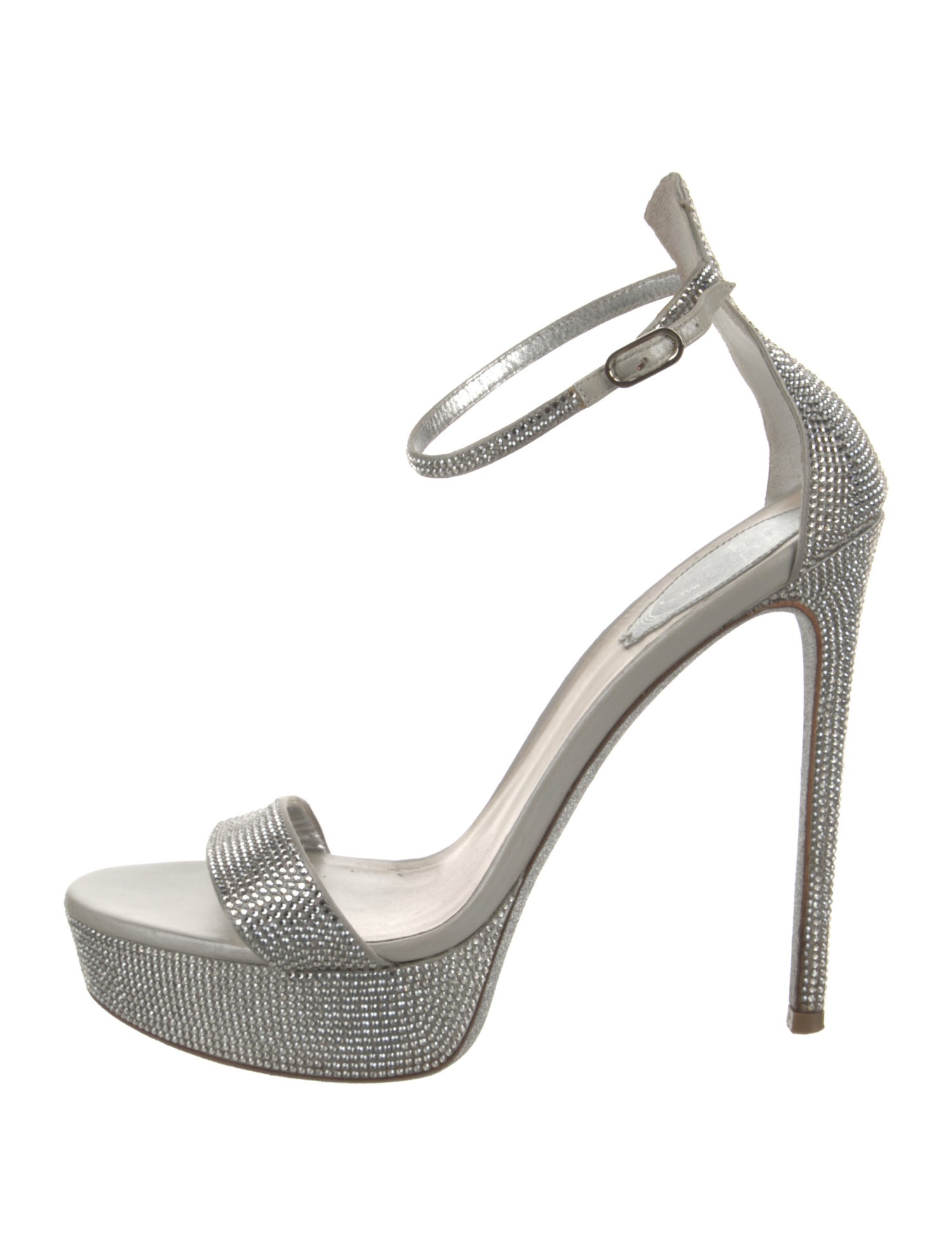 René Caovilla Leather Crystal Embellishments Sandals