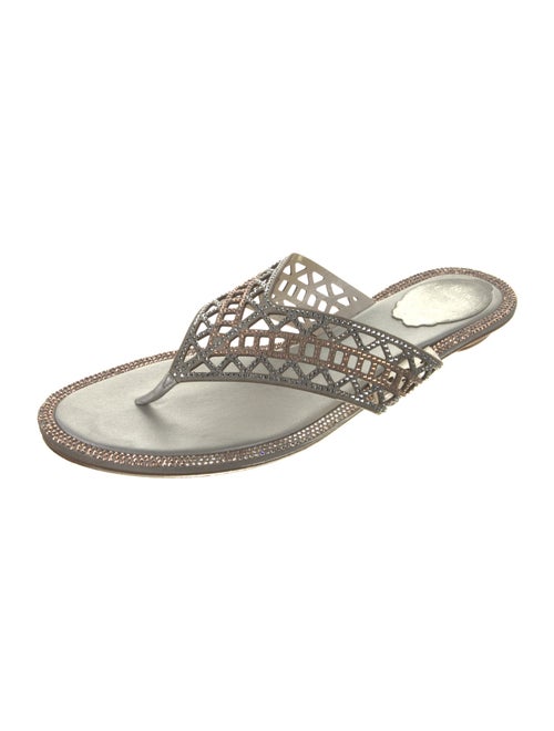 René Caovilla Leather Lasercut Accents Slides